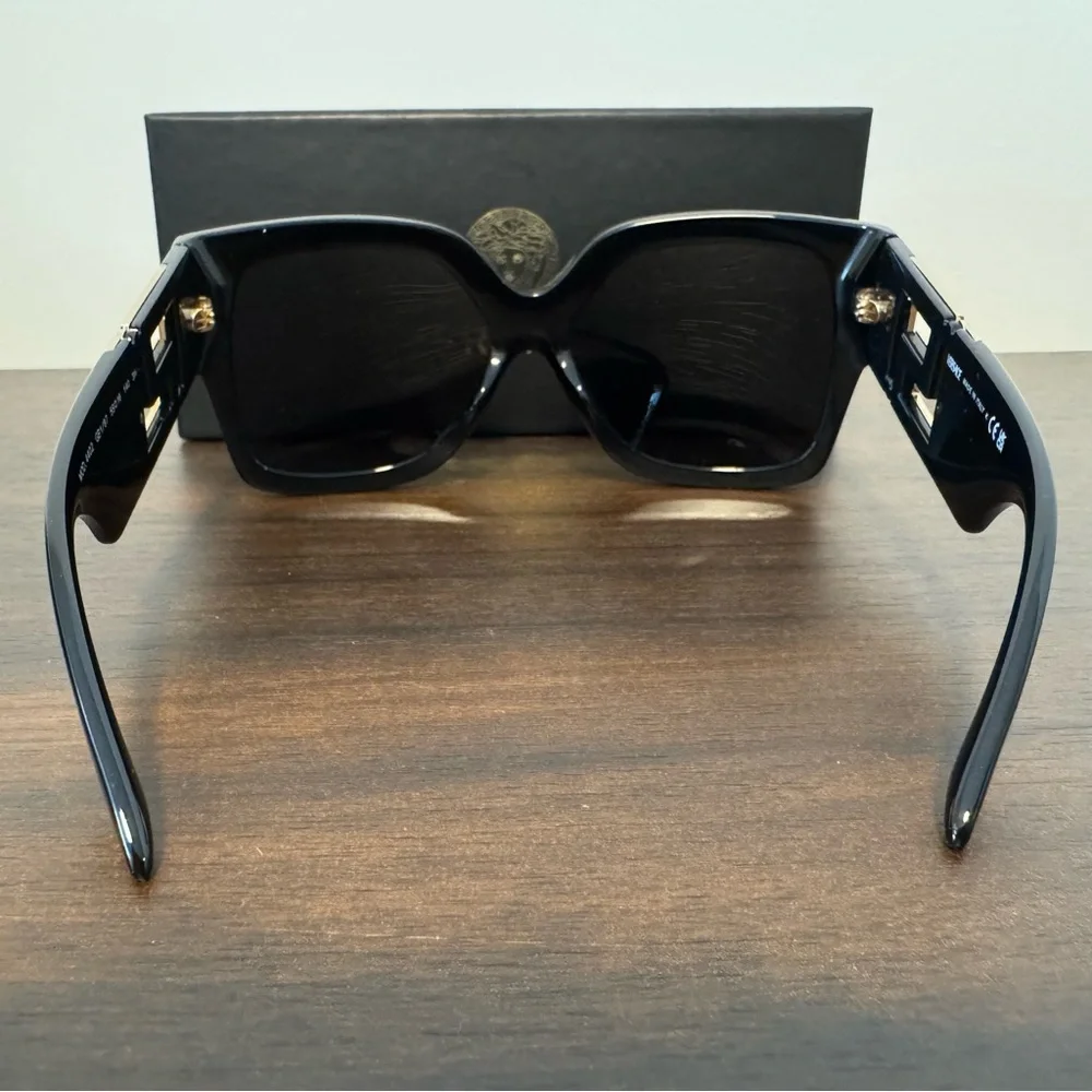 Versace Black Sunglasses with Gold Detail - Picture 7 of 12